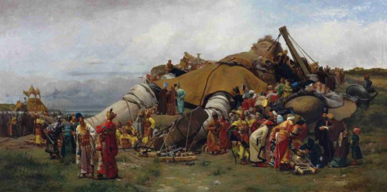 Gulliver And The Lilliputians,Gulliver och lilliputtarna,Jehan Georges Vibert,Oljemålning,Oljemålning