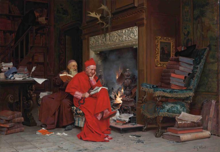 The Committee On Moral Books,Odbor za moralne knjige,Jehan Georges Vibert,Oljna slika,Oljna slika, knjiga