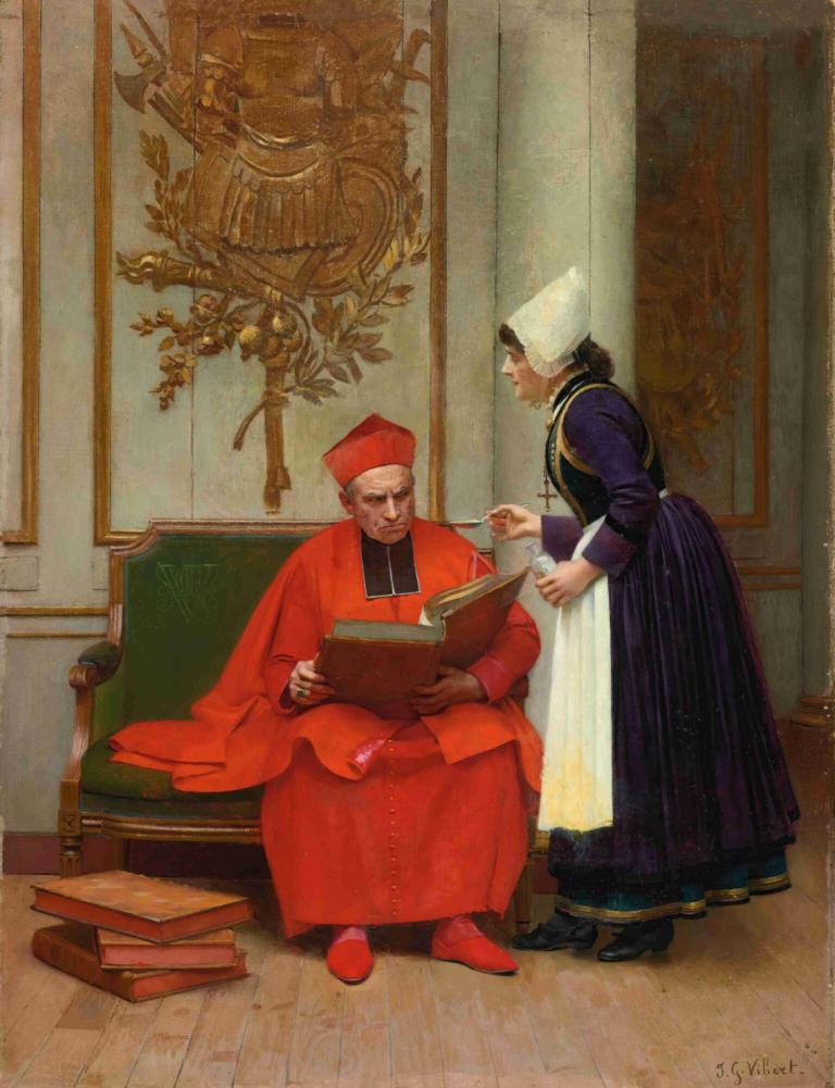 Tough medicine,Hård medicin,Jehan Georges Vibert,Oliemaleri,Oliemaleri, siddende, Bestil, bedrift, indendørs