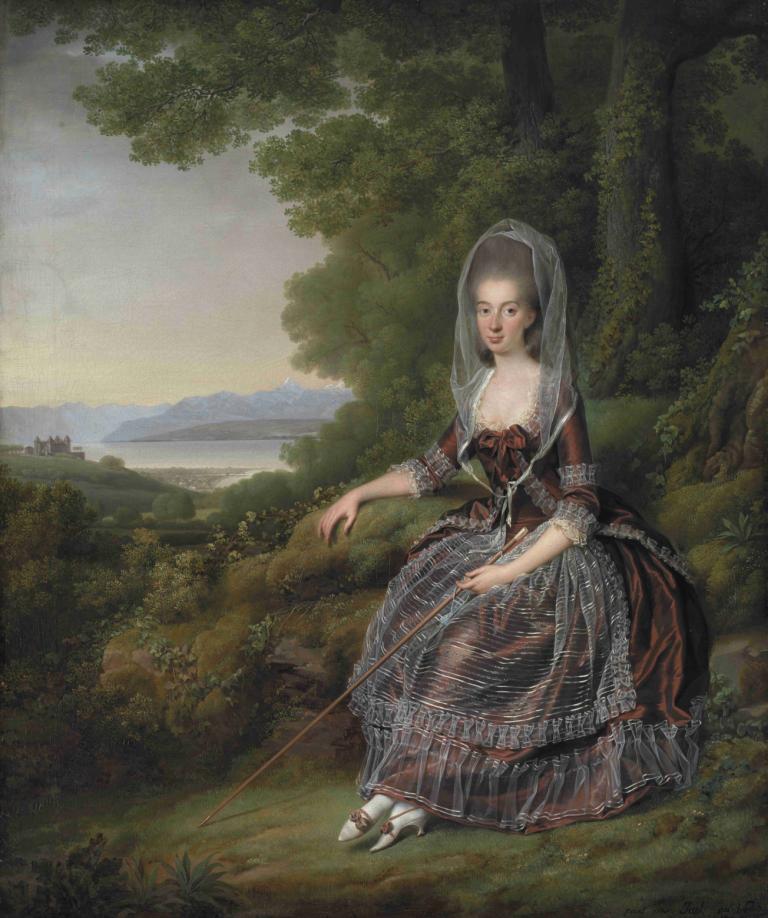 Baroness Matilda Guiguer de Prangins in her Park at the Lake of Geneva,Jens Juel,Oil Painting,Oil Painting