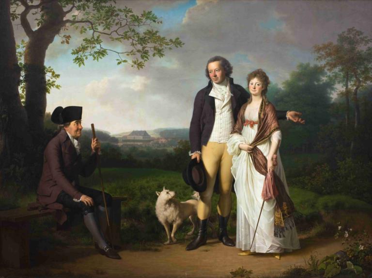 Niels Ryberg with his Son Johan Christian and his Daughter-in-Law Engelke, née Falbe,Jens Juel,Oil Painting