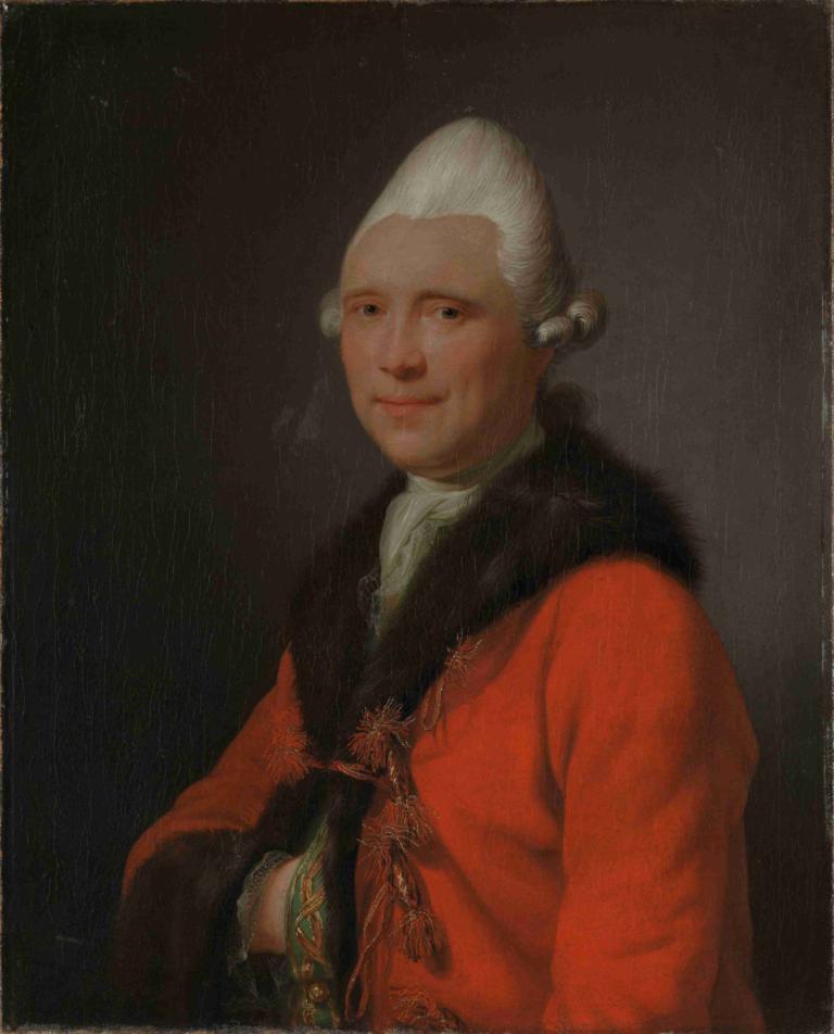 Otto Christopher von Munthe af Morgenstierne,Jens Juel,Oil Painting,Oil Painting, solo, white hair