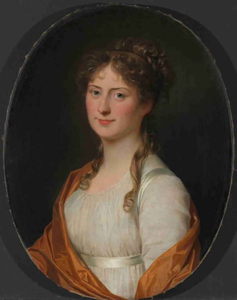 Portrait of a woman,Porträtt av en kvinna,Jens Juel,Oljemålning,Oljemålning, 1 tjej, solo, brunt hår