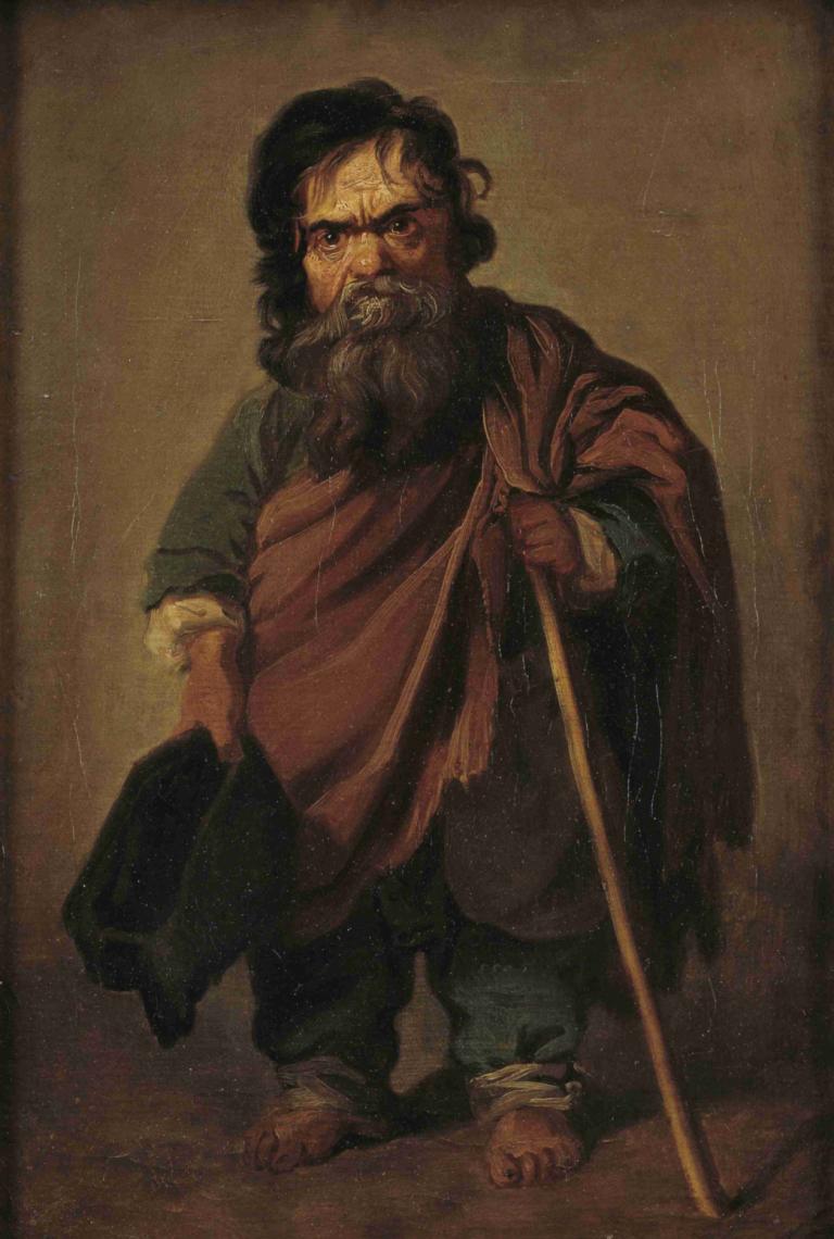 The Roman Dwarf Francesco Ravai, called Bajocco,Jens Juel,Oil Painting,Oil Painting, male focus, 1boy, solo