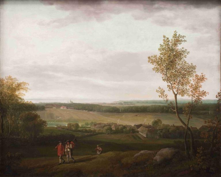 View of the Country near Jægerspris,Jens Juel,Oil Painting,Oil Painting, tree, outdoors, scenery, cloud, sky