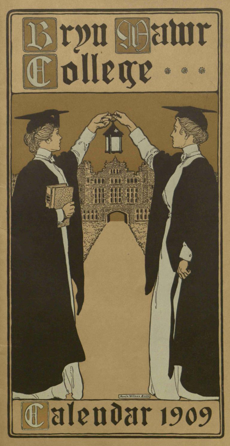 Bryn Mawr College Calendar 1909,브린 모어 대학 달력 1909,Jessie Willcox Smith,제시 윌콕스 스미스,일러스트레이션,일러스트레이션, 여자 2명