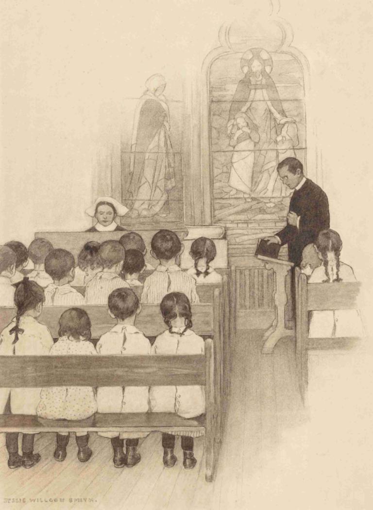 Chapel Grace Church Nursery,Jessie Willcox Smith,Illustration,Illustration, multiple girls, 6+girls