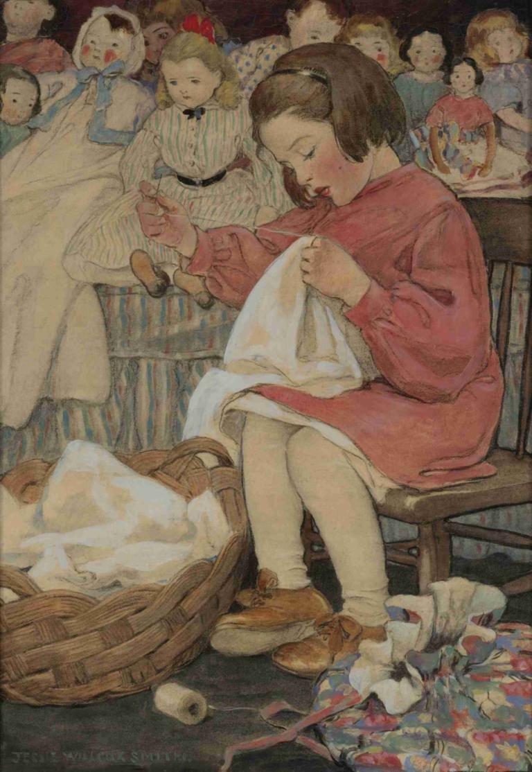 How Doth the Little Busy Bee,Miten pikku kiireinen mehiläinen,Jessie Willcox Smith,Kuva,Kuva, pukeutua