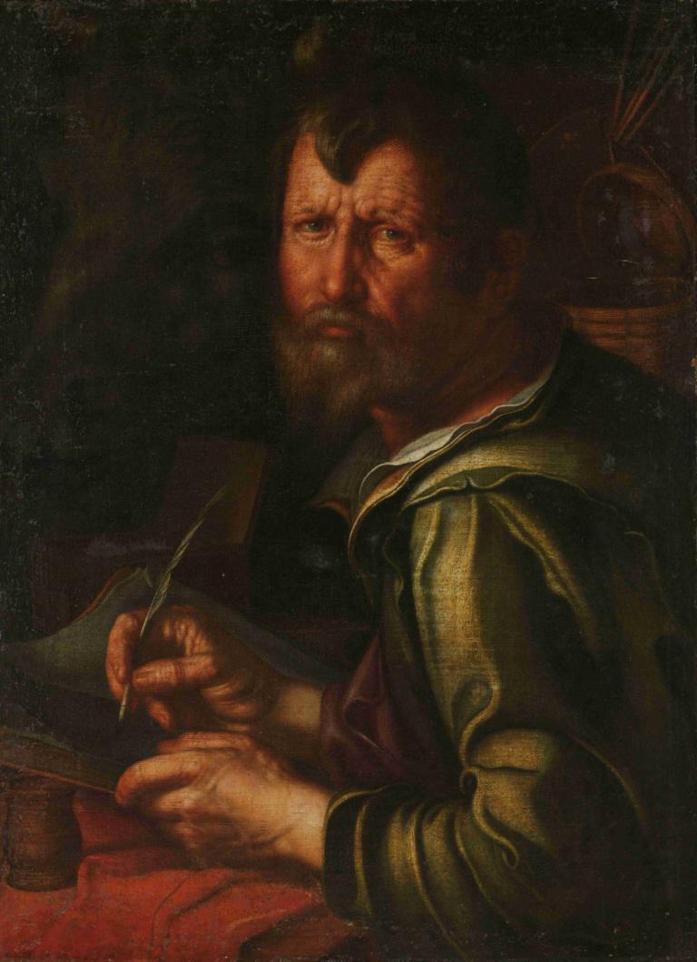 The Evangelist Saint Luke,Evangelisten Saint Luke,Joachim Wtewael,Oljemaleri,Oljemaleri, 1 gutt