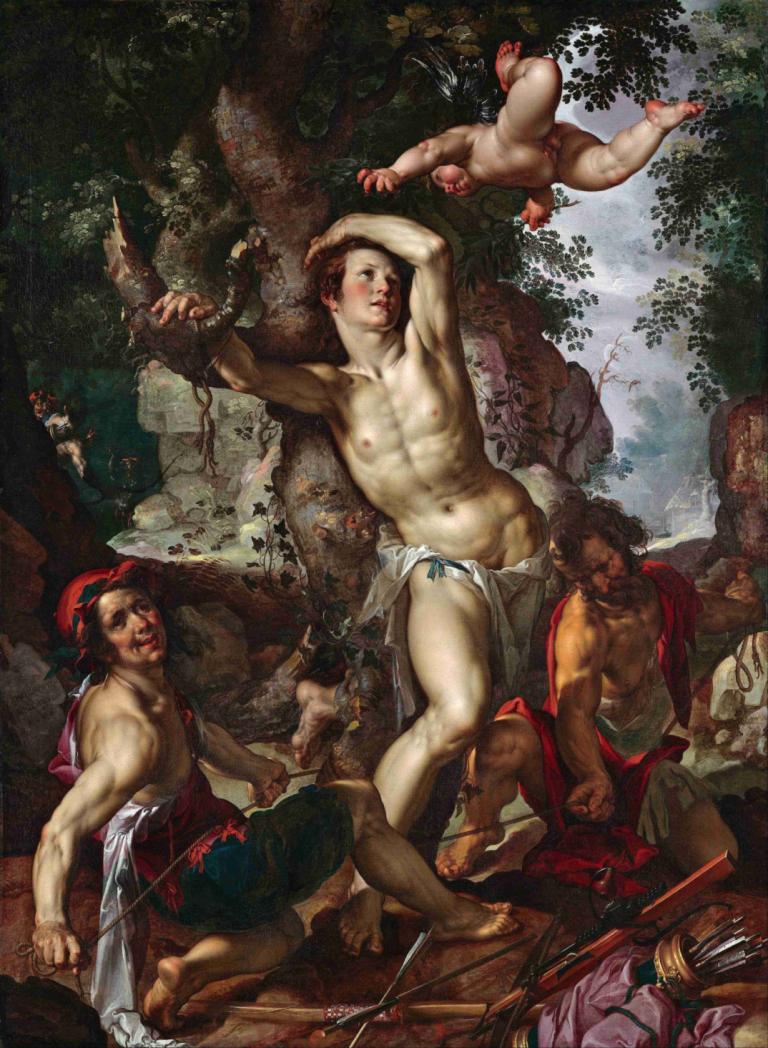 The Martyrdom Of Saint Sebastian,Sankt Sebastians martyrium,Joachim Wtewael,Oljemaleri,Oljemaleri