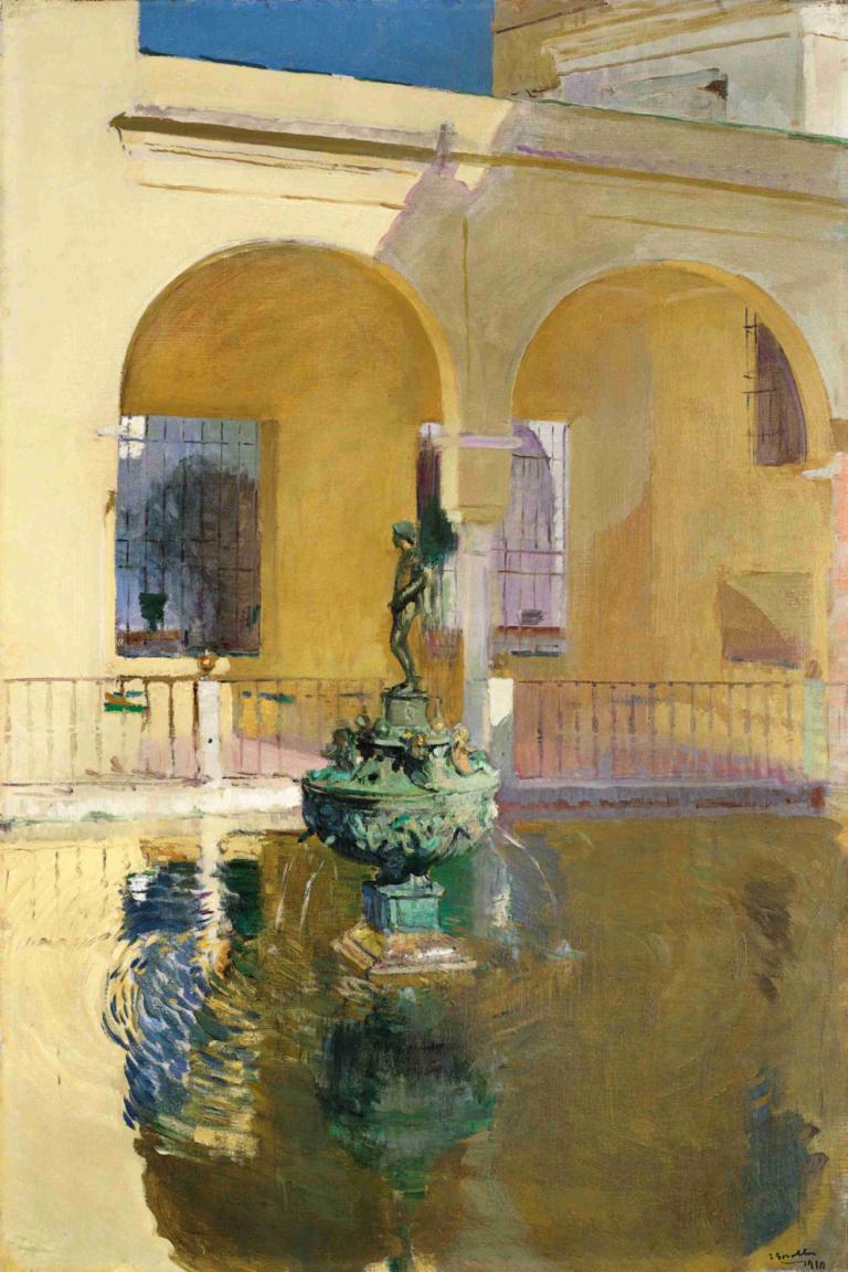 Estanque De Charles V, Alcázar, Seville,Étang Charles Quint, Alcazar, Séville,Joaquín Sorolla