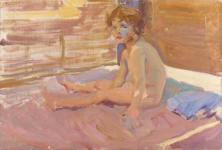 Niña en la playa de Valencia [girl on Valencia beach],ผู้หญิงบนหาดบาเลนเซีย,Joaquín Sorolla,วาคิน โซโรล่า