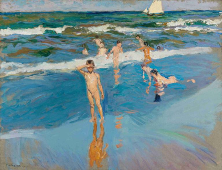 Niños En El Mar. Playa De Valencia (Children In The Sea, Valencia Beach),Joaquín Sorolla,Oil Painting