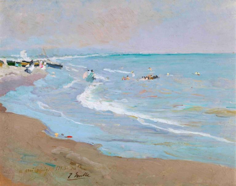 Playa De Valencia,Pantai Valencia,Joaquín Sorolla,Lukisan cat minyak,Lukisan cat minyak, di luar rumah