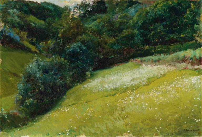 Prado De Asturias, San Esteban De Pravia (Field In Asturias, San Esteban De Pravia),Joaquín Sorolla,华金-索罗拉,油画