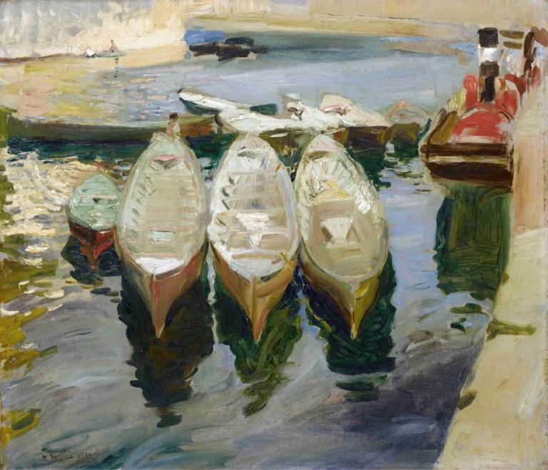 Puerto de Guetaria, País Vasco (The Basque Port of Guetaria),Joaquín Sorolla,Oil Painting,Oil Painting, water