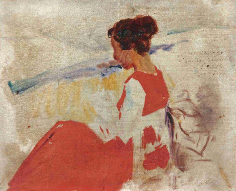 Sketch For Genoveva Segurola, Zarauz,Schets voor Genoveva Segurola, Zarauz,Joaquín Sorolla,Olieverf,Olieverf