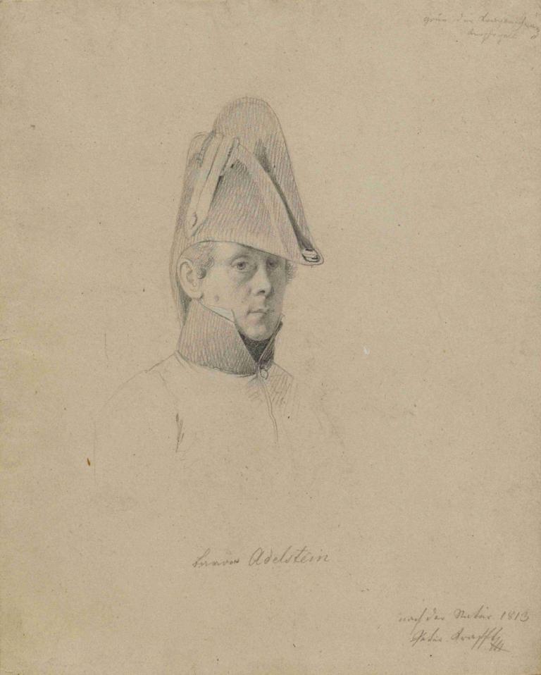 Baron Adelstein,Johann Peter Krafft,Sketch,Sketch, 1boy, solo, male focus, monochrome, dated