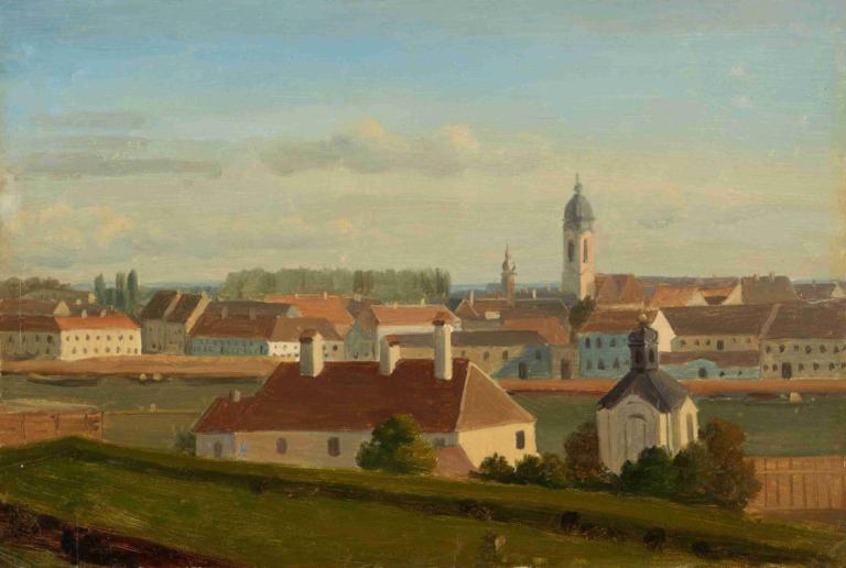 Blick über den Donaukanal zur Leopoldstadt,Vue sur le canal du Danube vers Leopoldstadt,Johann Peter Krafft