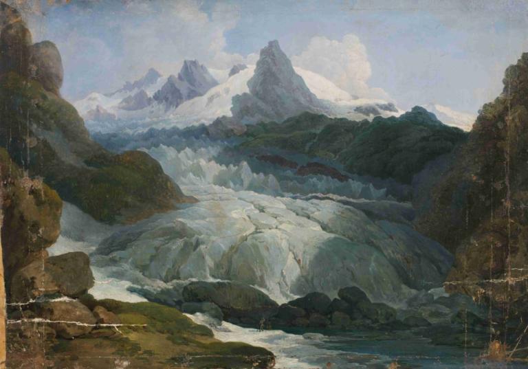 Der Rhônegletscher,Gletser Rhône,Johann Peter Krafft,Lukisan cat minyak,Lukisan cat minyak, pemandangan