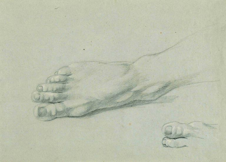 Fußstudie zu 'Arindal und Daura',Studi kaki untuk 'Arindal dan Daura',Johann Peter Krafft,Sketsa,Sketsa