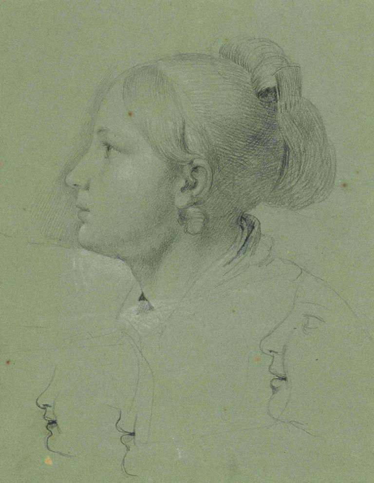 Kopf eines Mädchens (Studie zur 'Heimkehr des Landwehrmannes', 1817),Johann Peter Krafft,Sketch,Sketch, 1girl