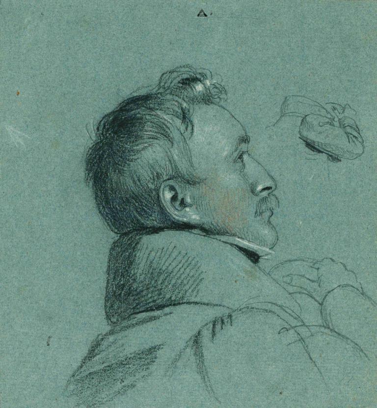 Kopfstudie zu 'Rückkehr des Kaisers Franz aus Pressburg',Johann Peter Krafft,Sketch,Sketch, 1boy, male focus