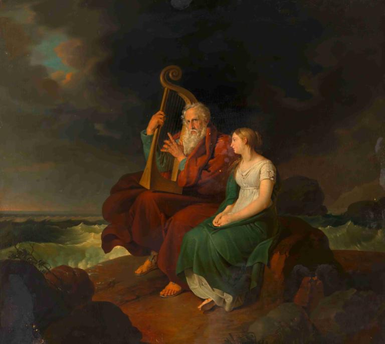 Ossian and Malvina,Ossian ja Malvina,Johann Peter Krafft,Öljymaalaus,Öljymaalaus, kuvataideparodia, 1 tyttö