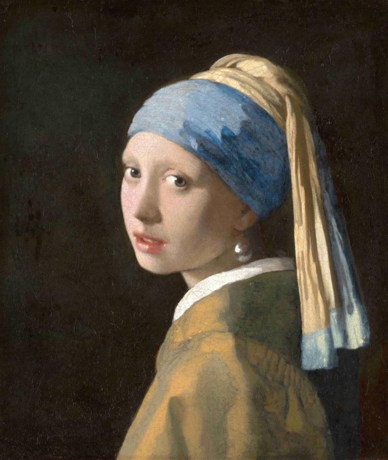 Girl with a Pearl Earring,Johannes Vermeer,Oil Painting,Oil Painting, 1girl, solo, jewelry, earrings