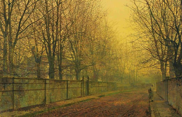 In The Golden Glow Of Autumn,Syksyn kultaisessa loisteessa,John Atkinson Grimshaw,Öljymaalaus,Öljymaalaus