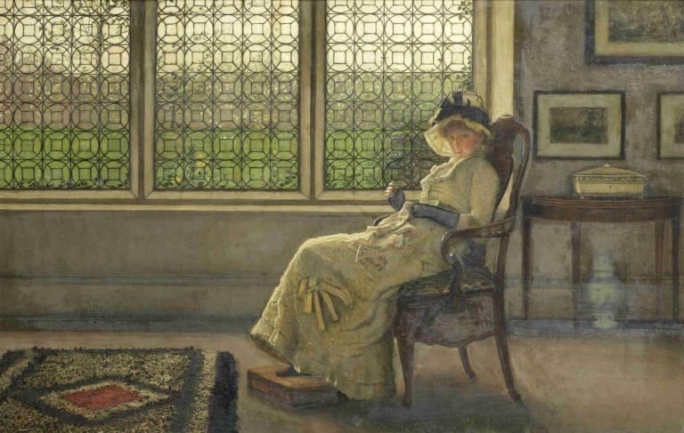 Mistress Dorothy,Emäntä Dorothy,John Atkinson Grimshaw,Öljymaalaus,Öljymaalaus, 1 tyttö, yksin