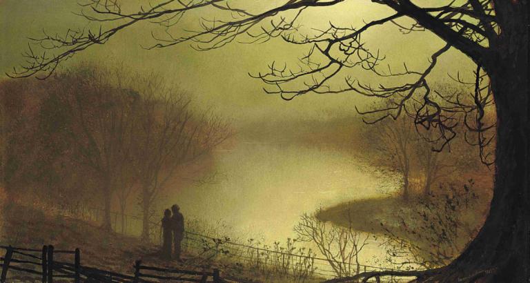 Roundhay Lake,Lacul Roundhay,John Atkinson Grimshaw,Pictura in ulei,Pictura in ulei, copac, decor