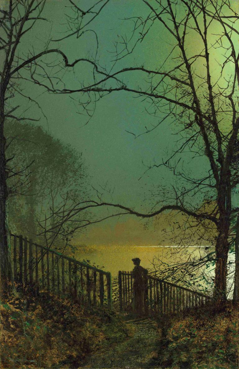 Roundhay Park Lake,Lacul Roundhay Park,John Atkinson Grimshaw,Pictura in ulei,Pictura in ulei, copac, solo