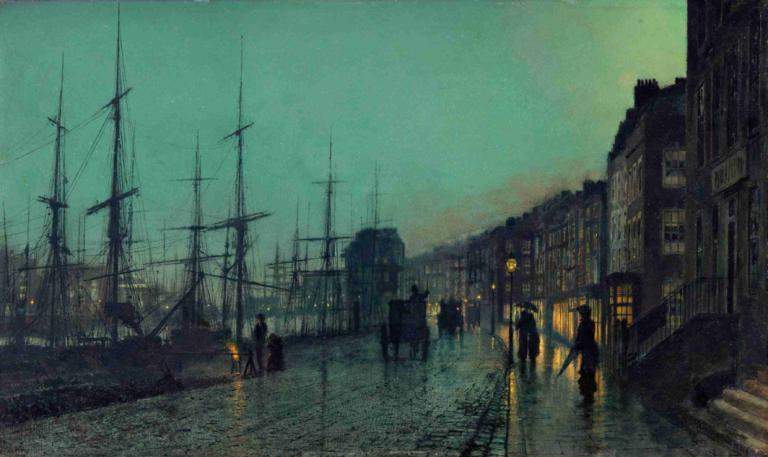 Shipping on the Clyde,Transportul maritim pe Clyde,John Atkinson Grimshaw,Pictura in ulei,Pictura in ulei