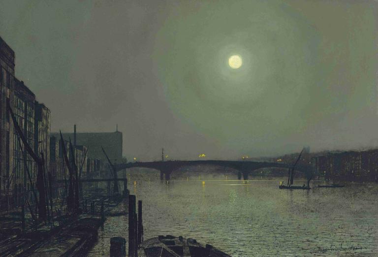 Southwark Bridge from Blackfriars,Southwark Bridge från Blackfriars,John Atkinson Grimshaw,Oljemålning