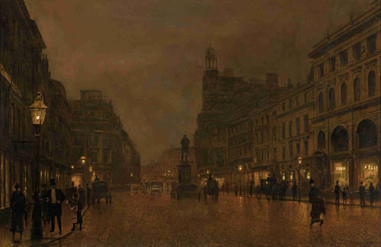 St Anne's Square And Exchange, Manchester,St Anne's Square och Exchange, Manchester,John Atkinson Grimshaw