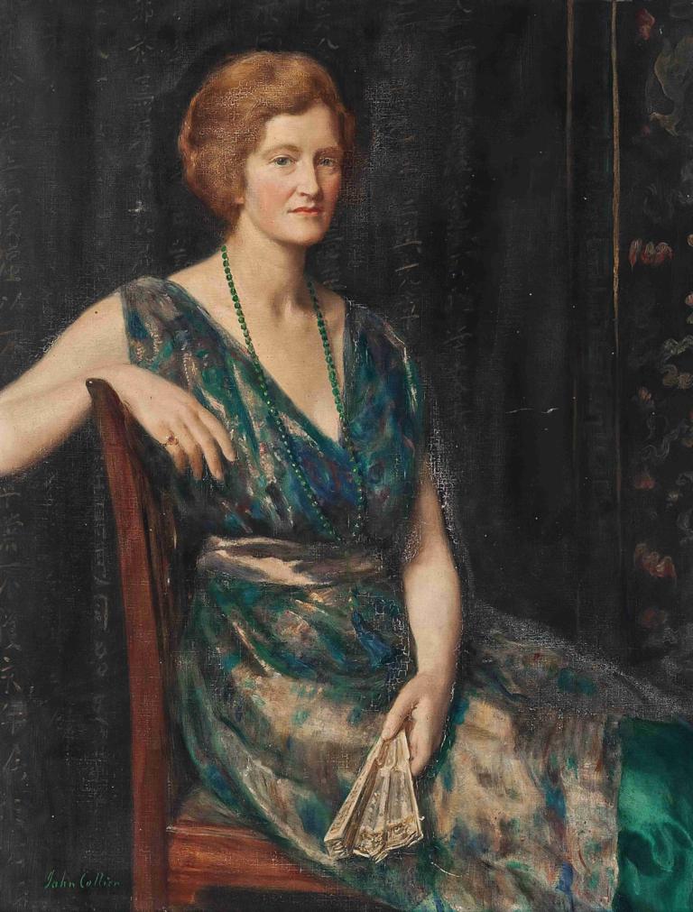 Portrait of a lady, thought to be Mrs Geoffrey Pynam of Guildford,John Collier,Oil Painting,Oil Painting