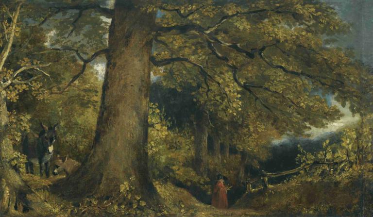 A Young Girl In A Woodland Landscape,Thiếu nữ trong cảnh quan đất rừng,John Constable,John Constble.