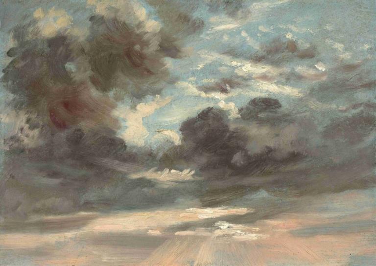 Cloud Study - Stormy Sunset,Skystudie - Stormfuld solnedgang,John Constable,Oliemaleri,Oliemaleri, Sky