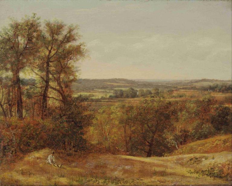 Dedham Vale,John Constable,Oil Painting,Oil Painting, tree, scenery, outdoors, field, grass, no humans, sky