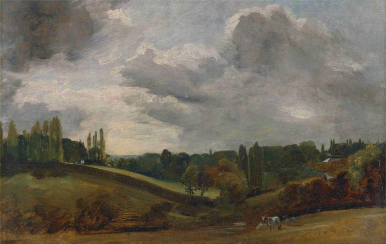 East Bergholt,John Constable,Oil Painting,Oil Painting, scenery, cloud, outdoors, no humans, tree, sky