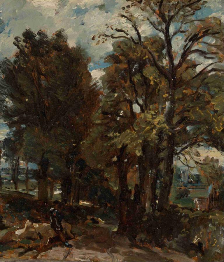 Fen Lane, East Bergholt,John Constable,Ελαιογραφία,Ελαιογραφία, δέντρο, σε εξωτερικό χώρο, τοπίο, μονοφωνία