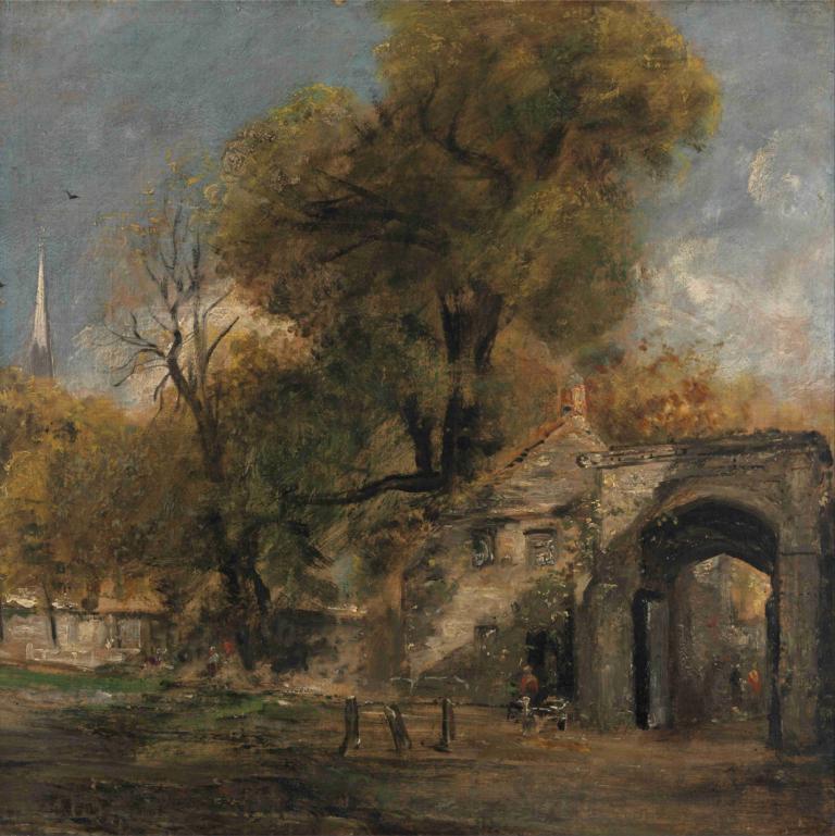 Harnham Gate, Salisbury,John Constable,Öljymaalaus,Öljymaalaus, puu, maisema, ulkona, taivas