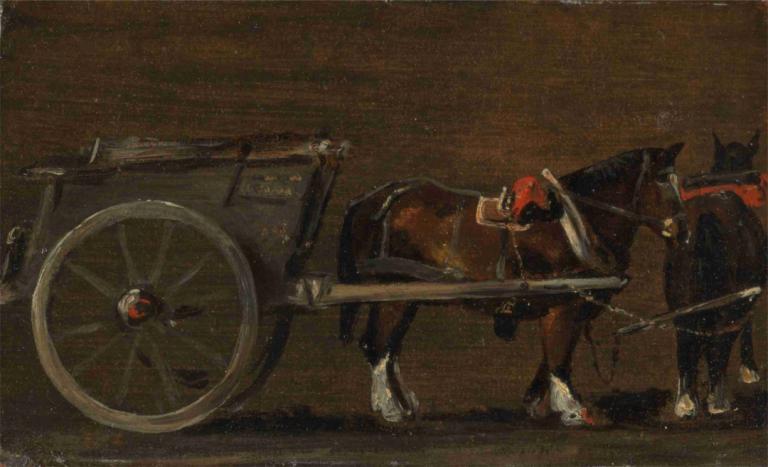 Horse and Cart,Hevoset ja kärryt,John Constable,Öljymaalaus,Öljymaalaus, maa-ajoneuvo, hattu, ei ihmisiä