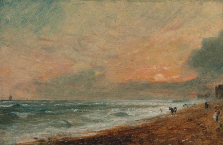 Hove Beach,John Constable,Öljymaalaus,Öljymaalaus, maisema, ulkona, perinteistä mediaa, ranta, valtameri