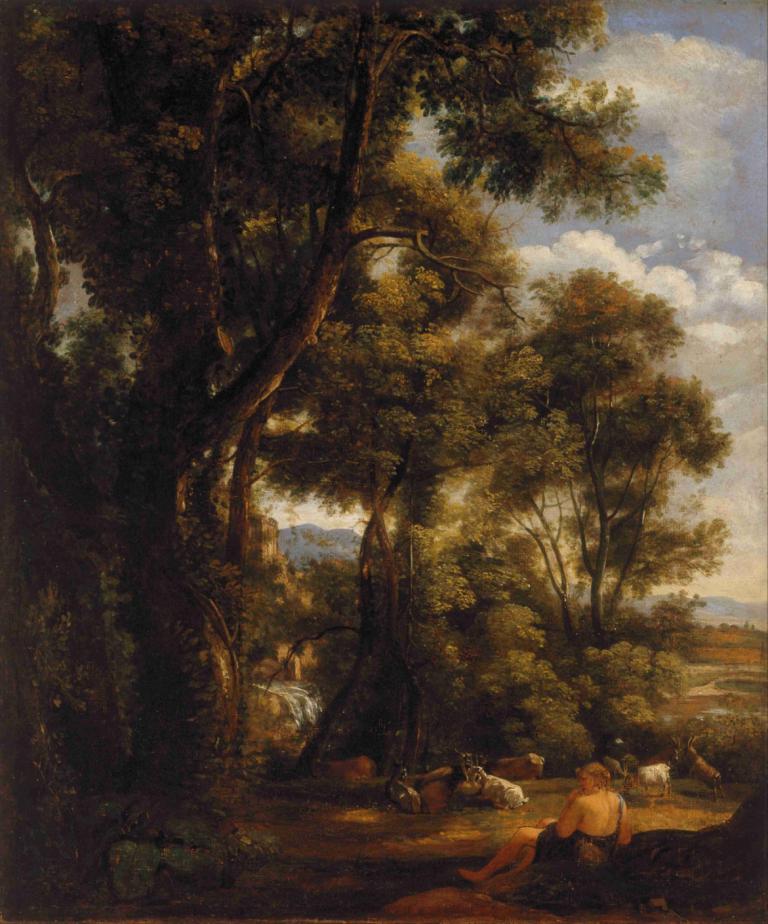 Landscape with goatherd and goats,염소와 염소가 있는 풍경,John Constable,존 컨스터블,오일 페인팅,오일 페인팅, 나무, 옥외, 하늘, 구름, 경치, 개