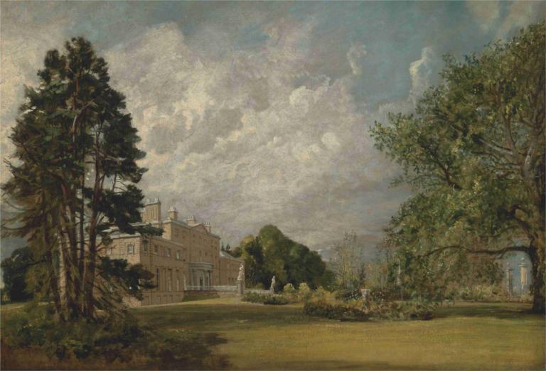 Malvern Hall, Warwickshire,말번 홀, 워릭셔,John Constable,존 컨스터블,오일 페인팅,오일 페인팅, 나무, 인간은 없어, 경치, 옥외, 구름, 하늘, 전통 미디어