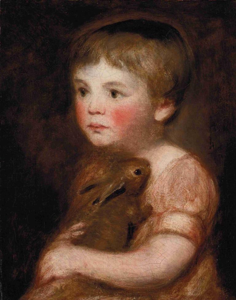 Miss Lewis with a rabbit,토끼와 함께한 미스 루이스,John Constable,존 컨스터블,오일 페인팅,오일 페인팅, 1남, 남성 집중, 동물, 독주, 갈색 머리, 어린이, 개