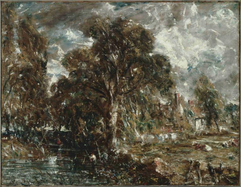 On the River Stour,스투어 강에서,John Constable,존 컨스터블,오일 페인팅,오일 페인팅, 경치, 나무, 구름, 인간은 없어, 옥외, 하늘, 전통 미디어, 흐린 하늘, 자연