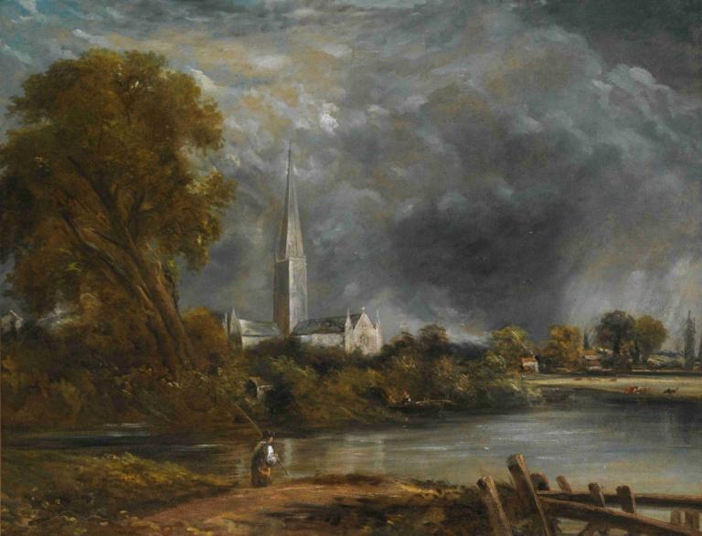 Salisbury Cathedral From The Meadows,Salisburyn katedraali niityiltä,John Constable,Öljymaalaus,Öljymaalaus